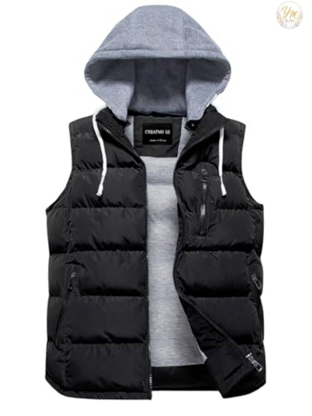 Women's Thick Padded Puffer Vest Detachable Hood Sleeveless Quilted Warm